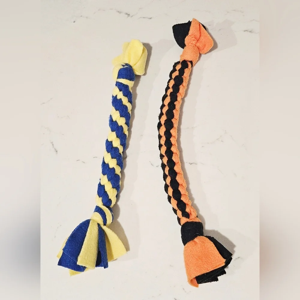 Colorful Braided Fleece Dog Toys Set Of 2